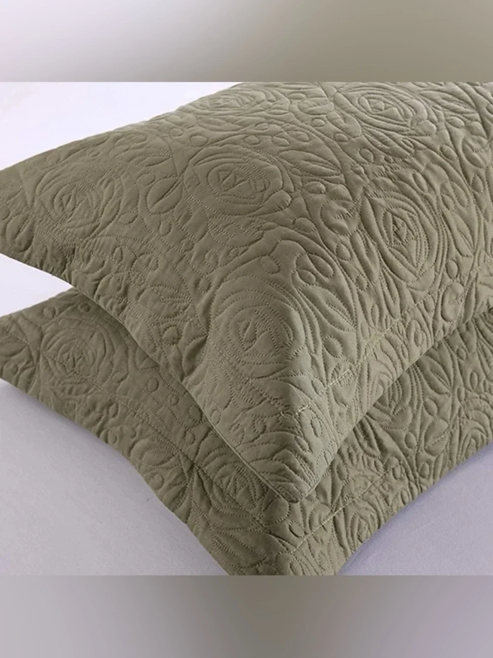 Quilted Pillow 2 Shams olive green